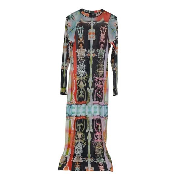 Skims Summer Mesh Long Sleeve Maxi dress 2X Womens Orchid Cabinet Sheer NWT - Picture 3 of 12